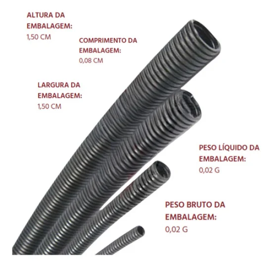 Espaguete / Conduite Corrugado Anti Chama 3/8 10,7mm [Metro] [Rainha das Sete]