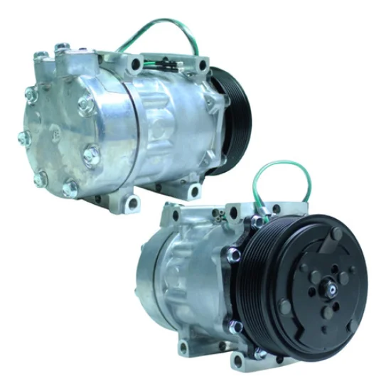 Compressor Sanden SD7H15, Passante, Scania, 8pk, 24v, Saida Reta [importado]