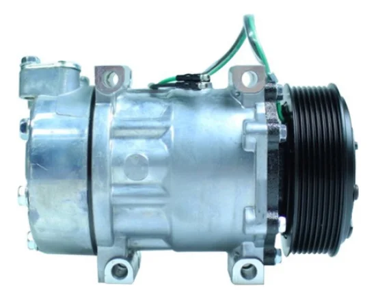 Compressor Sanden SD7H15, Passante, Scania, 8pk, 24v, Saida Reta [importado]