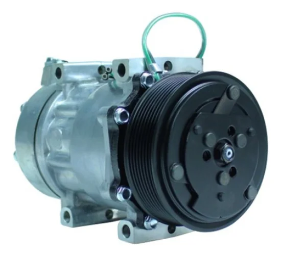 Compressor Sanden SD7H15, Passante, Scania, 8pk, 24v, Saida Reta [importado]