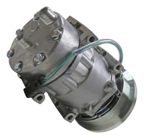 Compressor Sanden SD7H15, Passante, Caterpillar, 8pk 132mm, 12v, Saida 8x10 [importado]