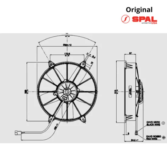 Eletroventilador Spal Universal VA03-BP50/C-37S [Axial] 11" Soprante 24v