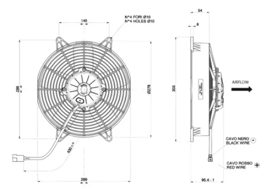 Eletroventilador Spal Universal VA53-AP70/LL-39A [20.000hs] [Axial] 10" Aspirante 12v