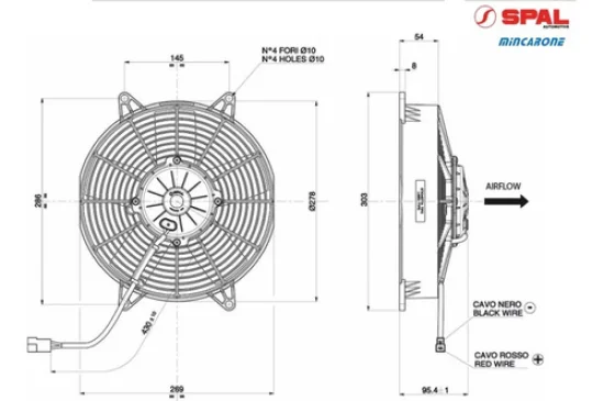 Eletroventilador Spal Universal VA53-BP70/LL-39A [20.000hs] [Axial] 10" Aspirante 24v