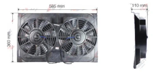Eletroventilador Universal com Defletor 10" 12v [Pa em S] [Duplo]