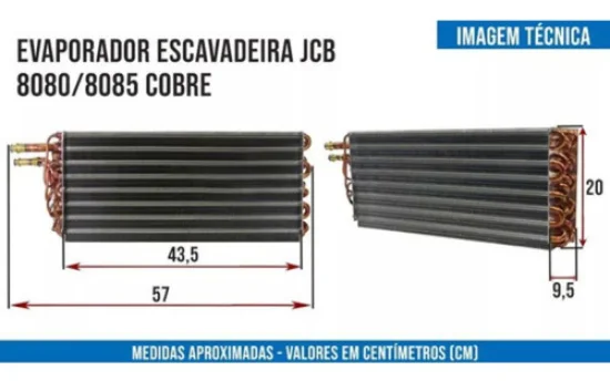 Evaporador JCB Escavadeira 8080, 8085 [Cobre]