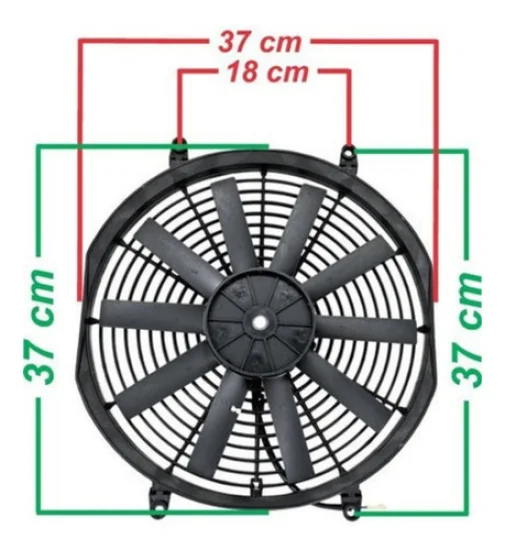 Eletroventilador Universal 14" 12v [Pa Reta]