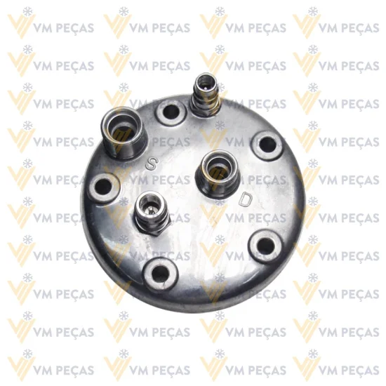 Tampa Traseira para Compressor Sanden SD5H14 Horizontal [com Bico R134a]