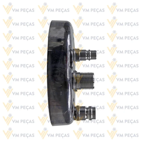 Tampa Traseira para Compressor Sanden SD5H14 Horizontal [com Bico R134a]