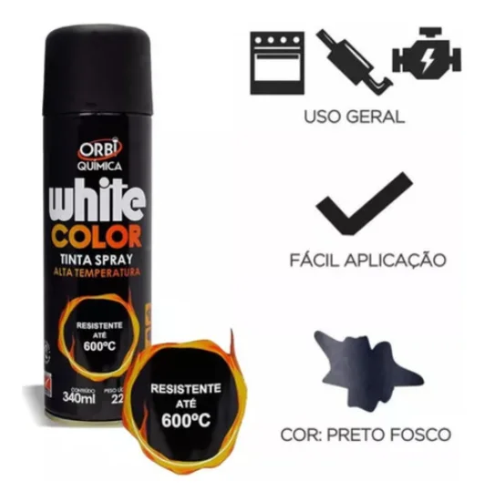 Tinta Spray de Alta Temperatura 340Ml Orbi [Preto]