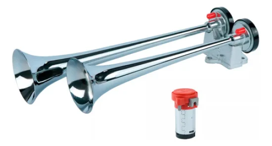 Buzina Eletropneumatica 2 Cornetas Cromada 24v [Vetor]