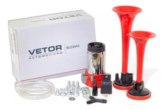 Buzina Eletropneumatica 2 Cornetas 12v [Vetor]