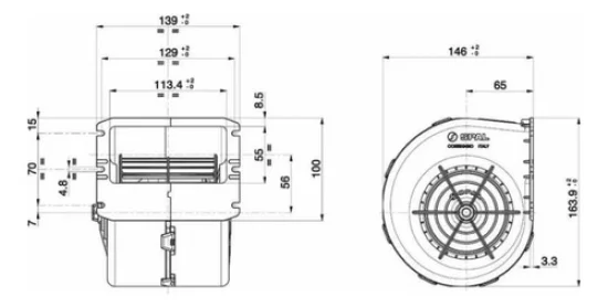 Ventilador da Caixa Universal Spal [009-A70-74D] 1 Eixo 12v