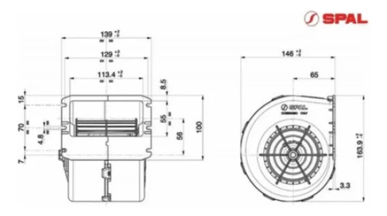 Ventilador da Caixa Universal Spal [009-B70-74D] 1 Eixo 24v