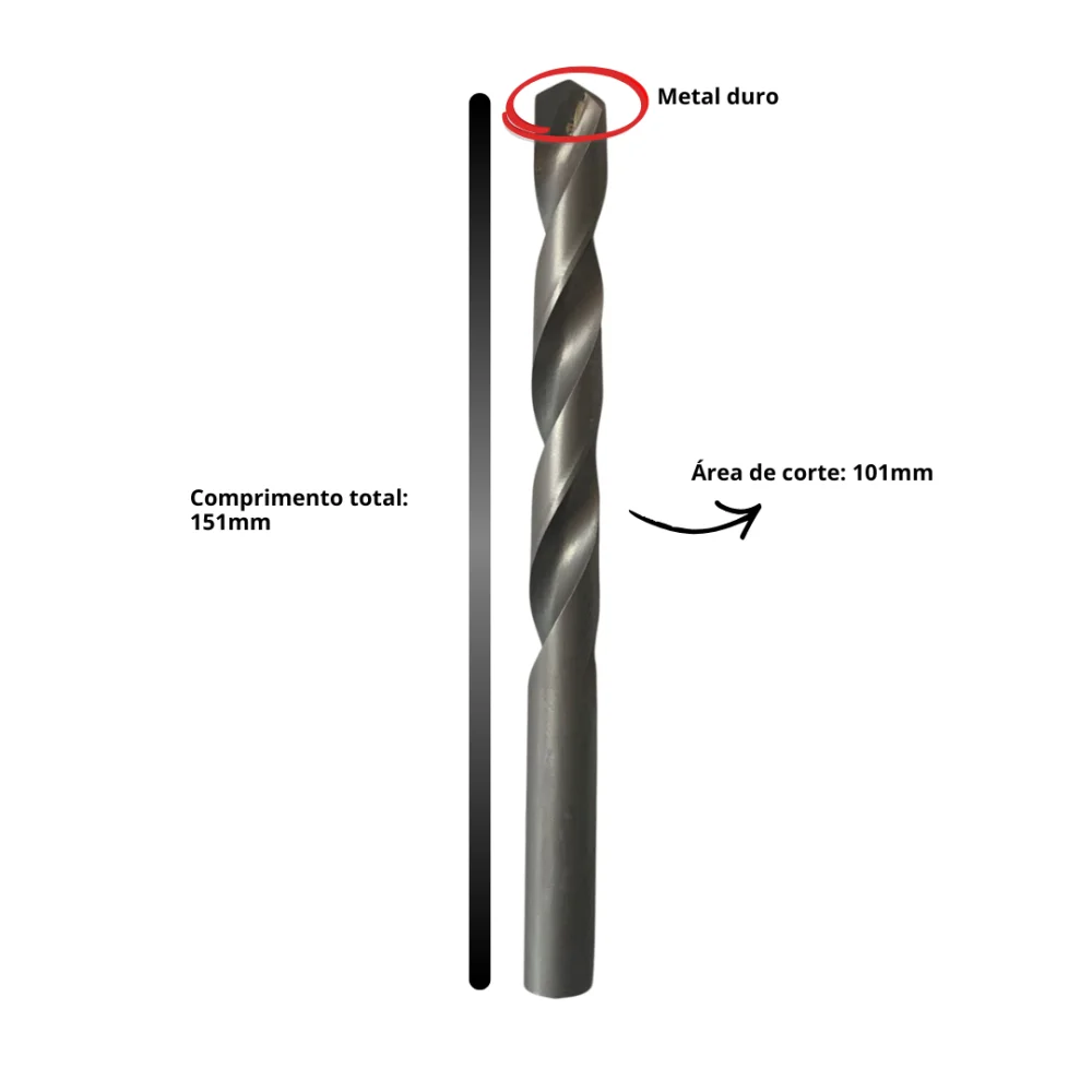 Broca De Aço Rápido Com Ponta De Metal Duro DIN338 12mm HT