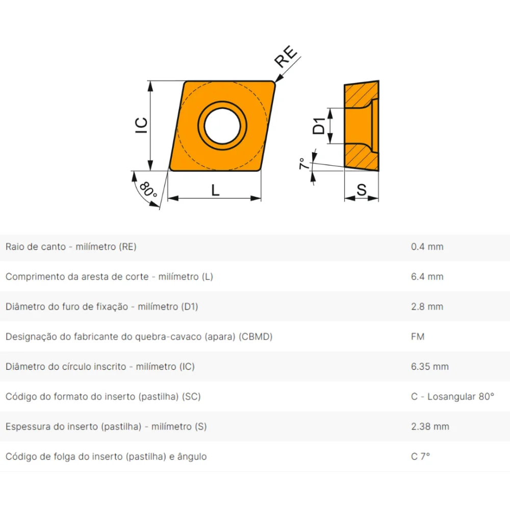 Inserto De Metal Duro CCMT 060204E-FM T8430 Pramet