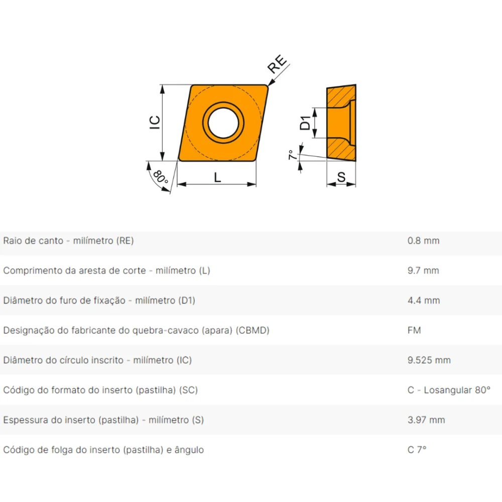 Inserto De Metal Duro CCMT 09T308E-FM T8430 Pramet