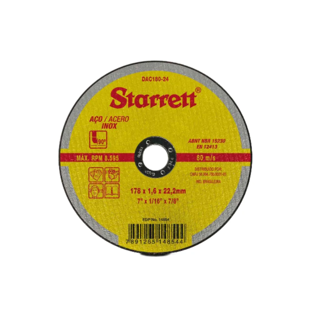 DISCO DE CORTE 7" X 1/16" X 7/8" (178 X 1,6 X 22,2MM) STARRETT