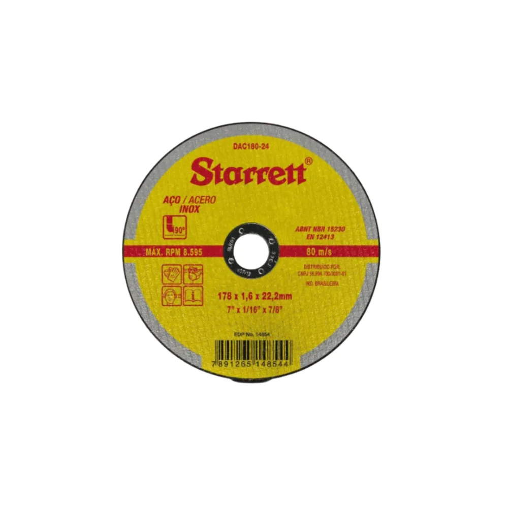 Disco de corte 7 x 1/16 x 7/8pol 178 x 1,6 x 22,22mm Starrett