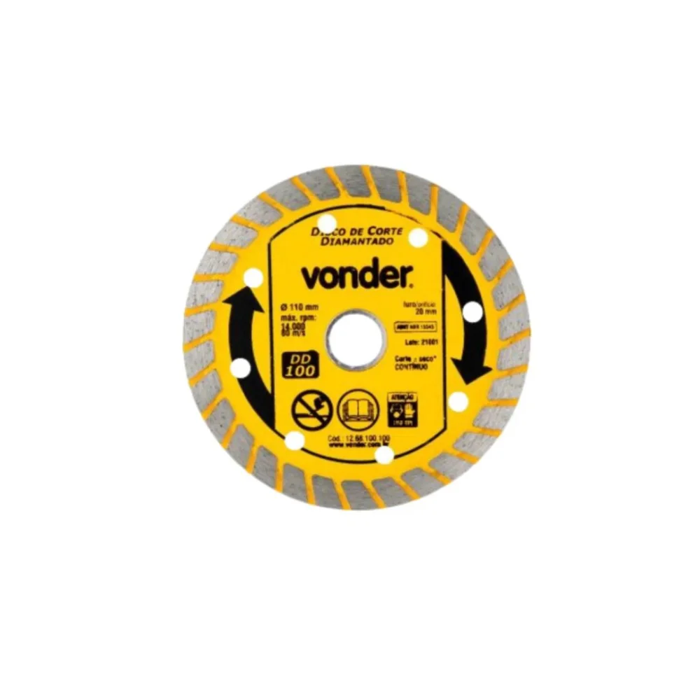 Disco diamantado 110mm dd200 seco Vonder
