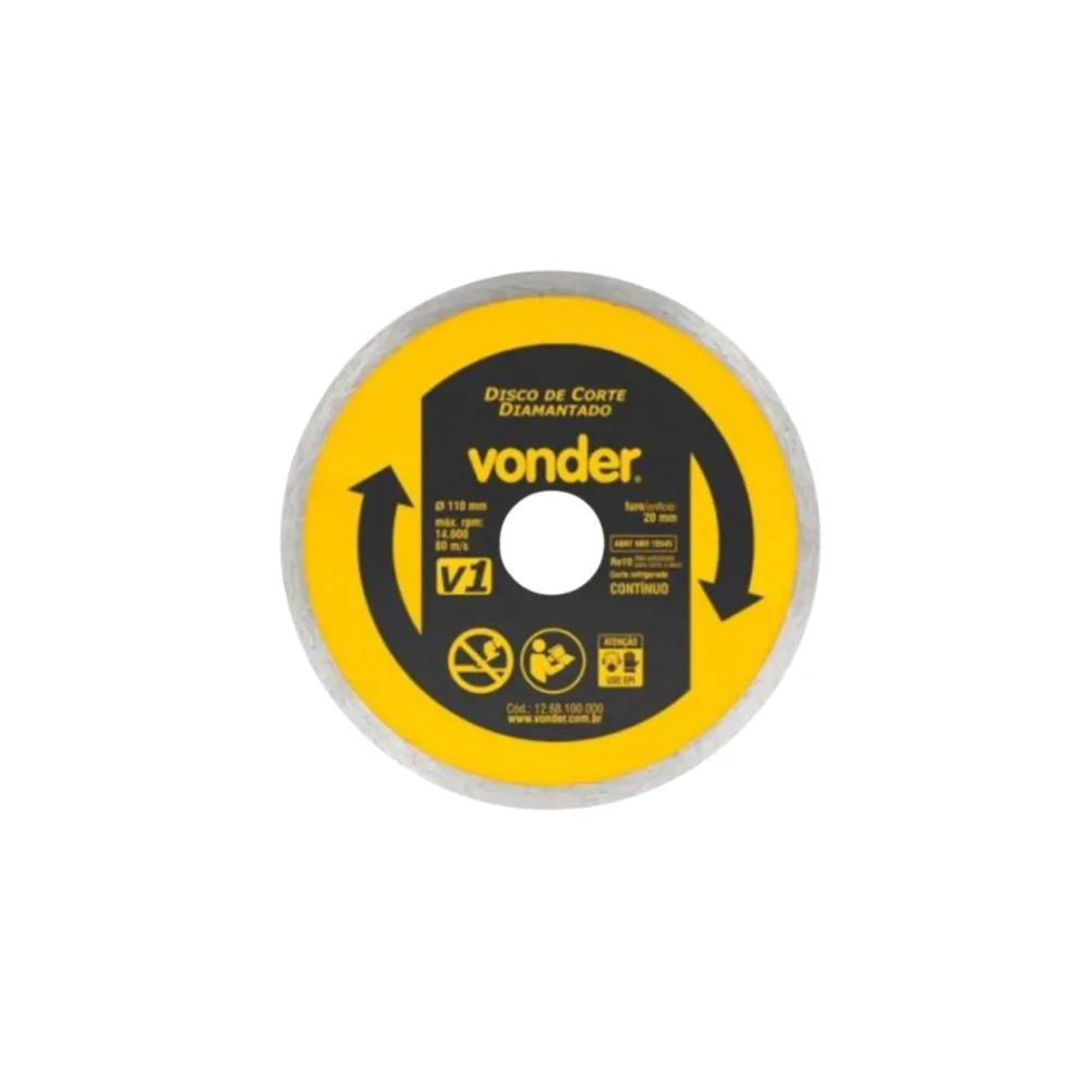 Disco diamantado 110mm v1 furo 20 Vonder
