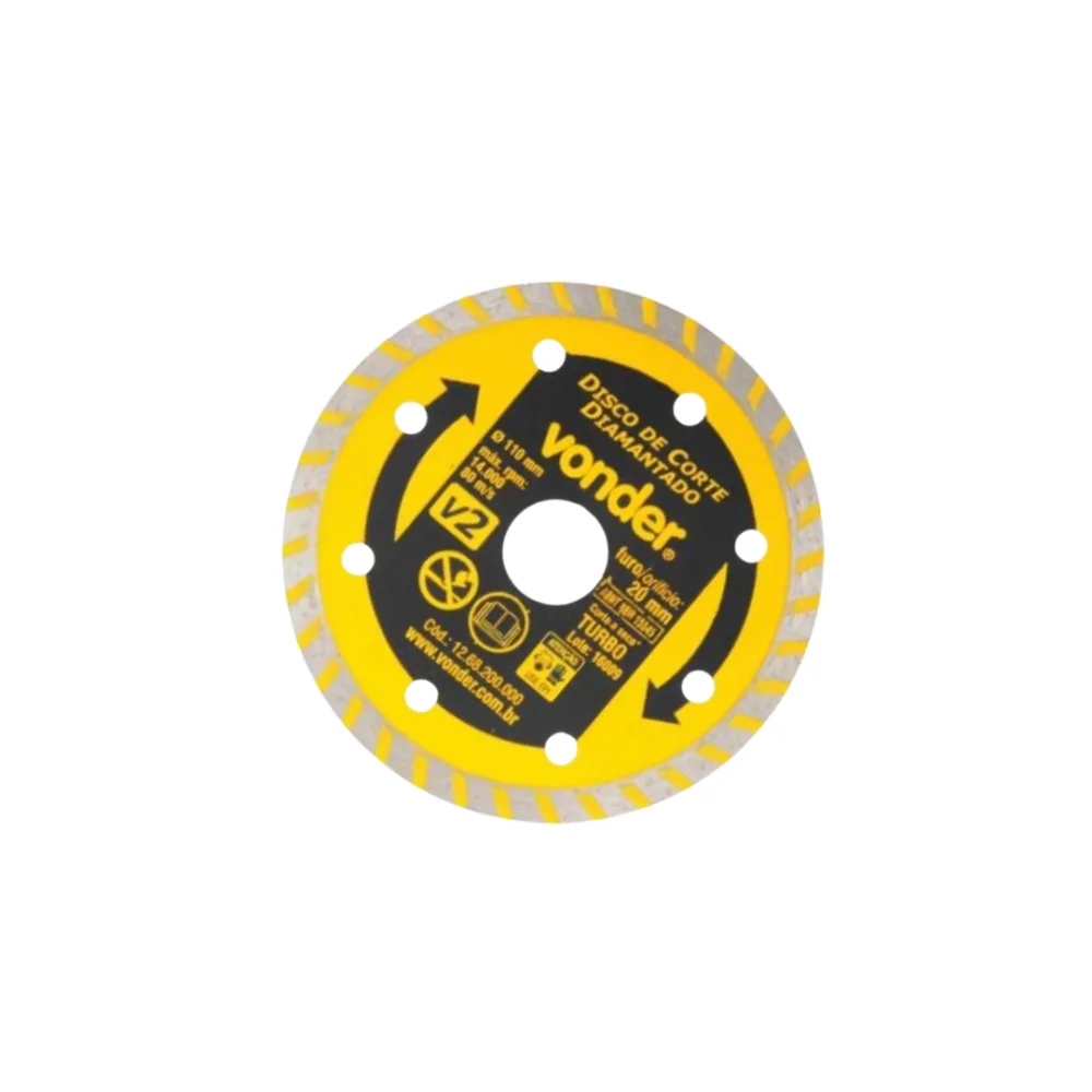 Disco diamantado 110mm v2 furo 20 Vonder