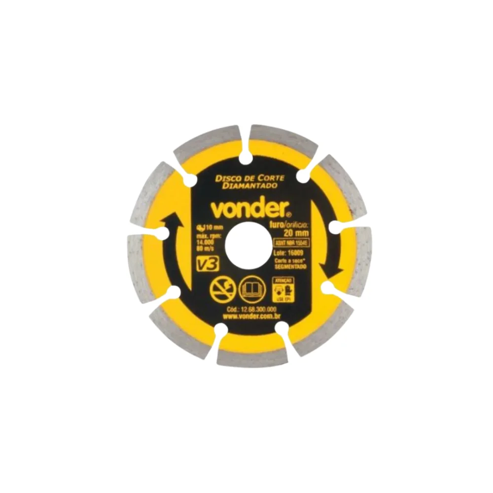 Disco diamantado 110mm v3 furo 20 Vonder