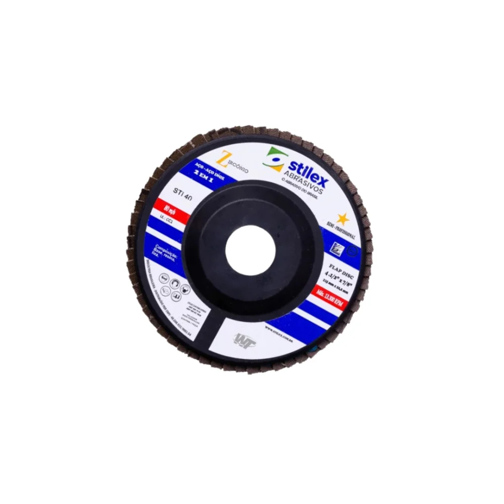Disco flap 4.1/2 x 7/8 115 x 22,22mm grão 40 Stilex