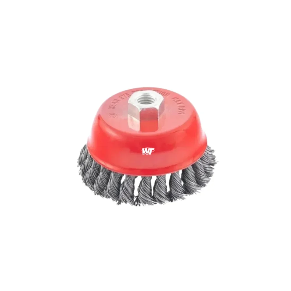 ESCOVA DE AÇO TRANÇADO TIPO COPO COM ROSCA 100MM X M14