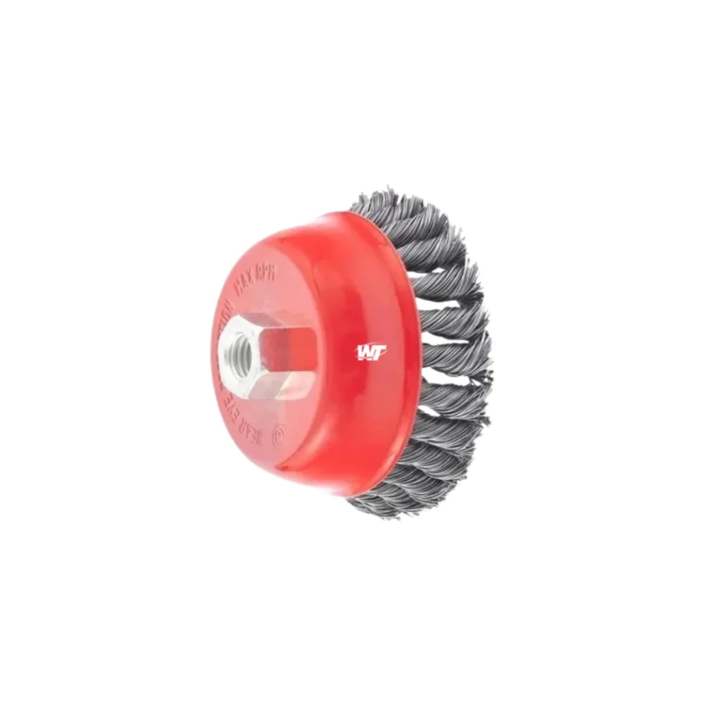 ESCOVA DE AÇO TRANÇADO TIPO COPO COM ROSCA 100MM X M14