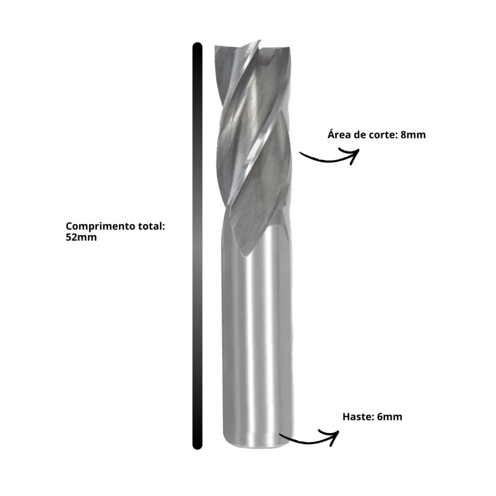 Fresa Topo Reto 3mm 4 Cortes Aço Rápido HT