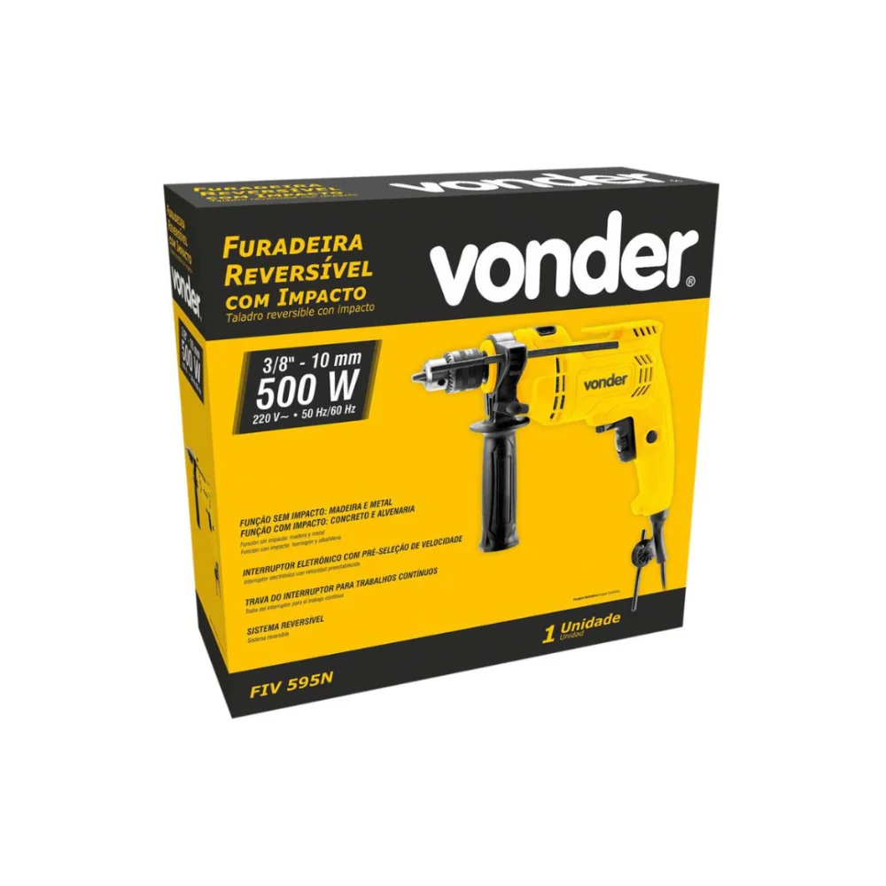Furadeira Reversível Com Impacto 3/8 Pol. 220V FIV 595N Vonder