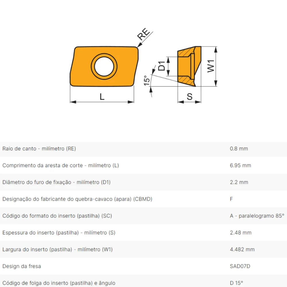 Inserto De Metal Duro ADMX 070208SR-F M8330 Pramet