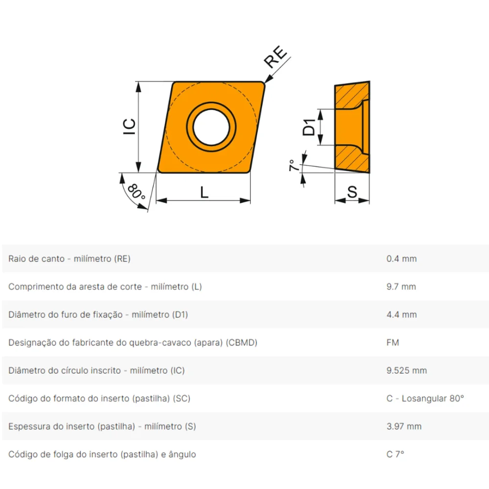 Inserto De Metal Duro CCMT 09T304E-FM T8430 Pramet