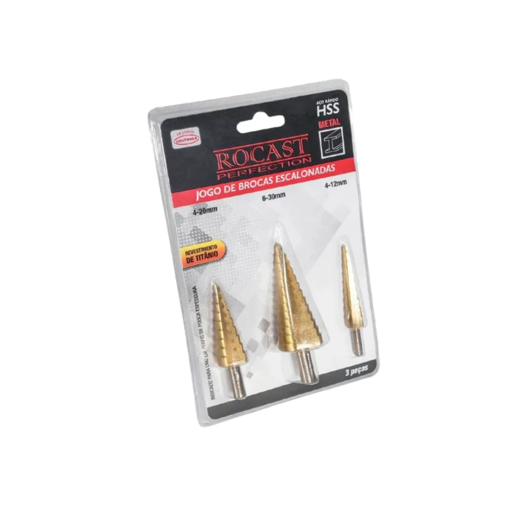 Jogo De Brocas Escalonadas Com 03 Peças Rocast