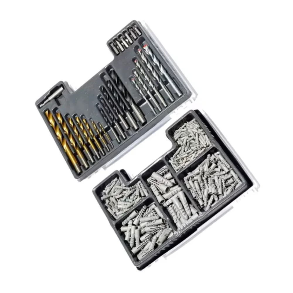 Jogo de brocas e buchas para concreto madeira e metal 300 peças Mtx