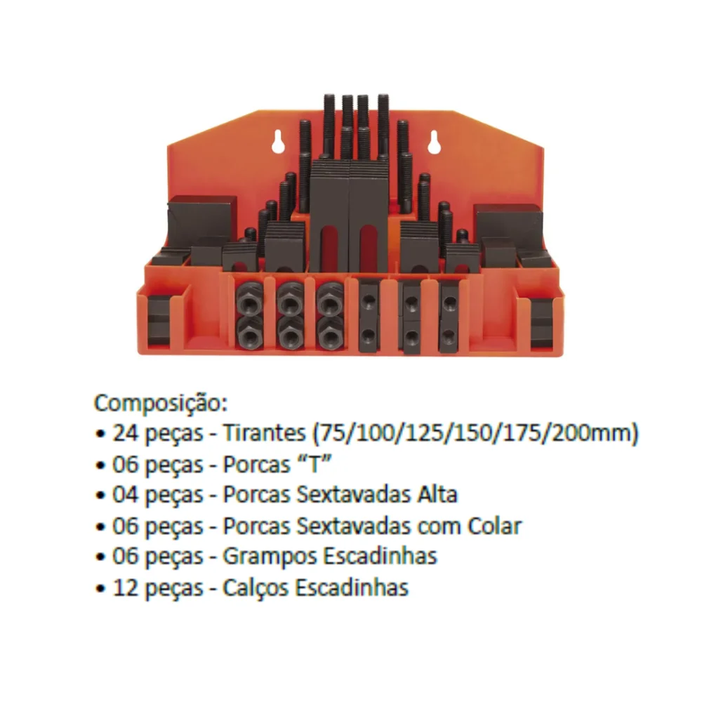 Jogo de Presilhas Para Fixação 58 Pcs M16 Wtools Jogo de Presilhas Para Fixação 58 Pcs M16 Wtools