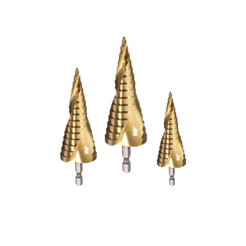 Kit 03 brocas escalonadas em aço rápido tin 4x12/20/30 Wtools