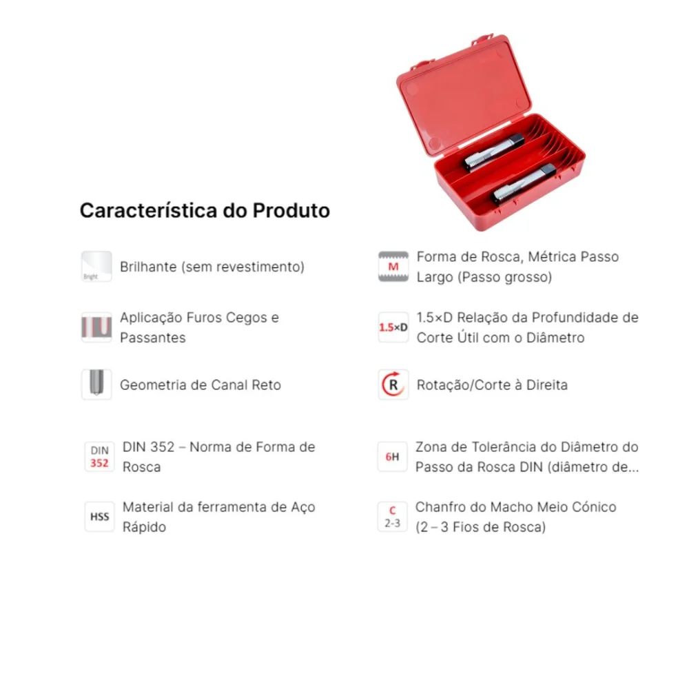Macho manual jogo com 02 peças M8x1,25 E100 Dormer