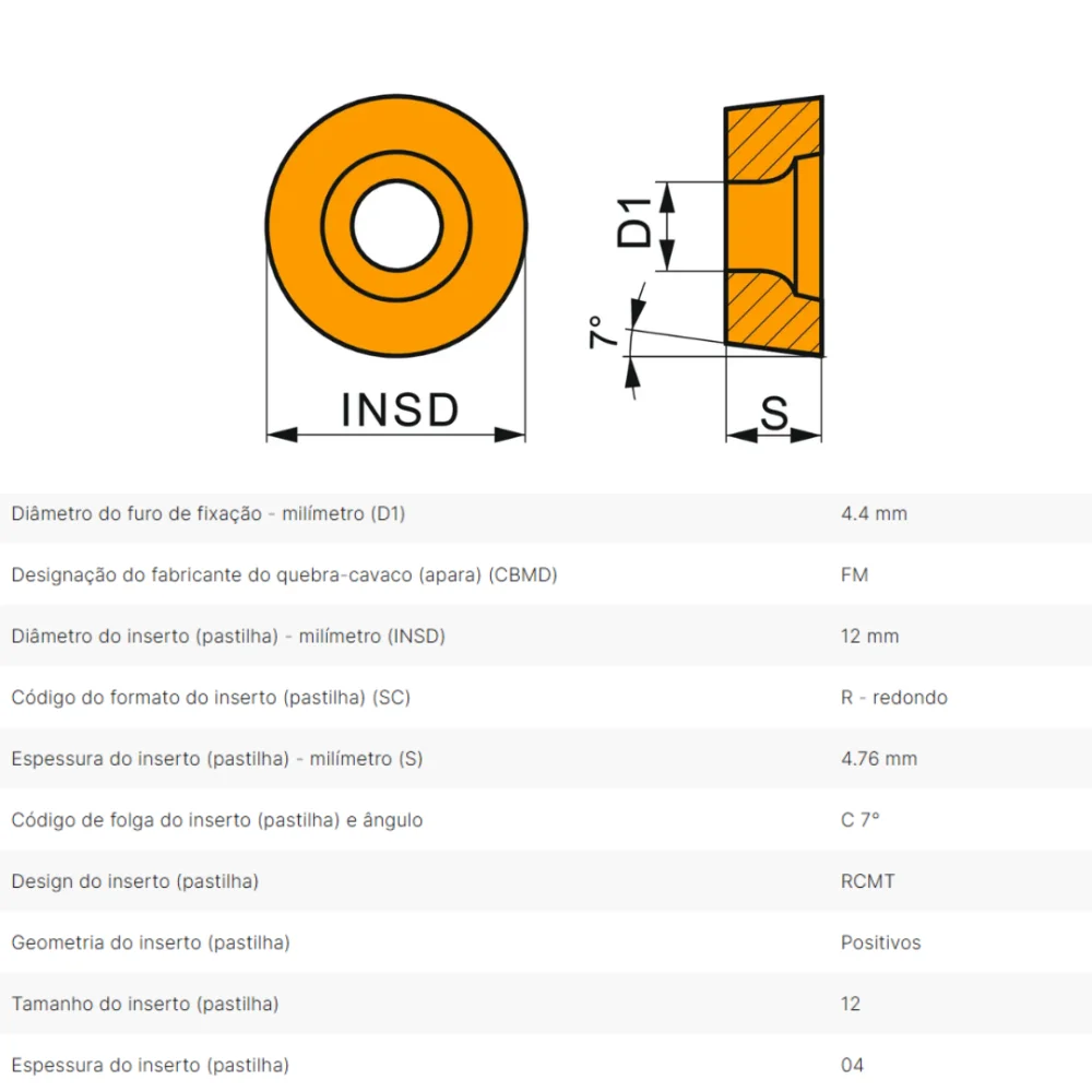 Inserto De Metal Duro RCMT 1204MOE-FM T8430 Pramet