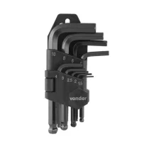 JOGO DE CHAVES HEXAGONAIS (ALLEN) ABAULADAS 1,5MM A 10 MM 9PÇS