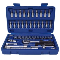 Jogo de Soquetes encaixe de 1/4 com 46 Peças Riosul Tools