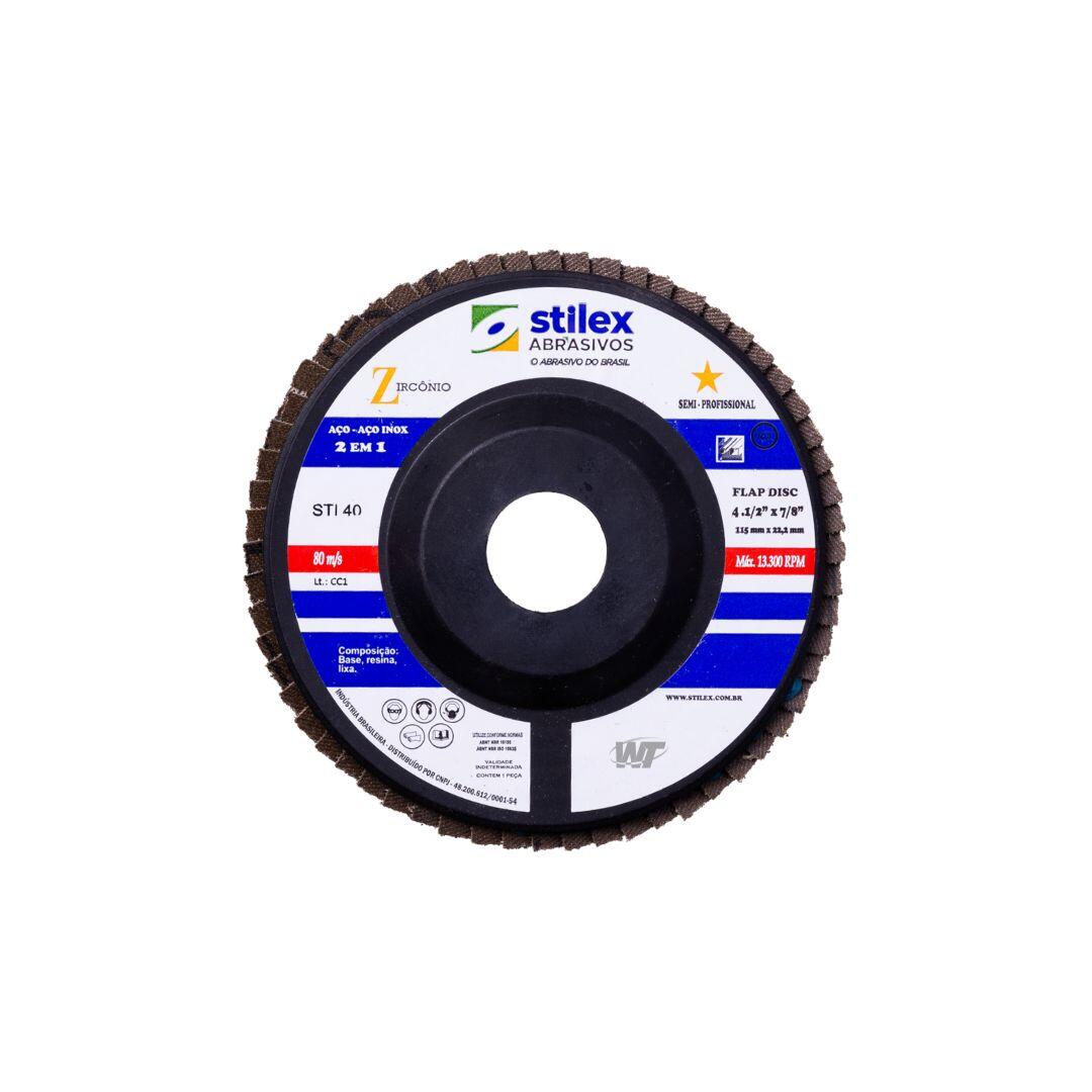 Disco flap 4.1/2 x 7/8 115 x 22,22mm grão 60 Stilex | WT Ferramentas